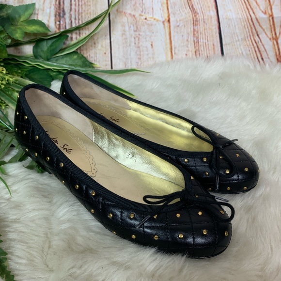 London Sole Shoes - London Sole Black Studded Ballet Flats